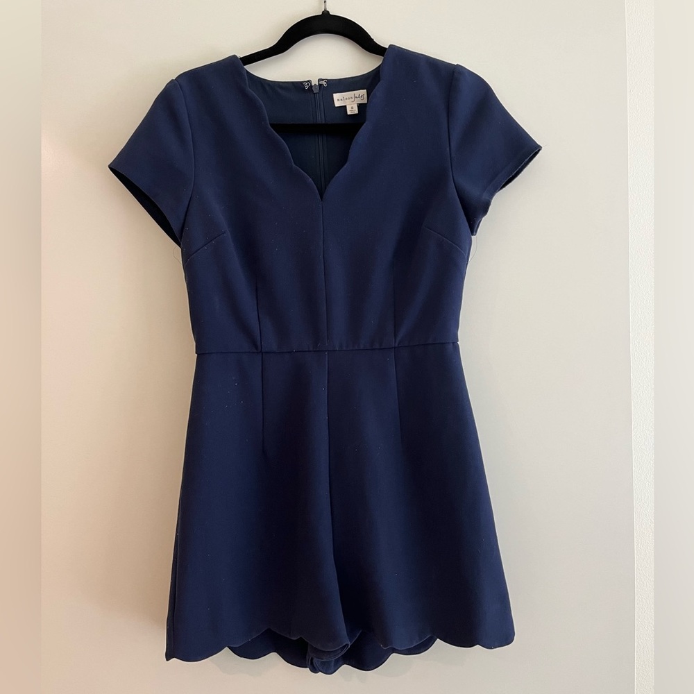 Navy Scalloped Sexy Romper